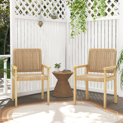 Indoor Outdoor Wood Chair Set of 2, Natural Patio Dining Chairs   at Gallery Canada