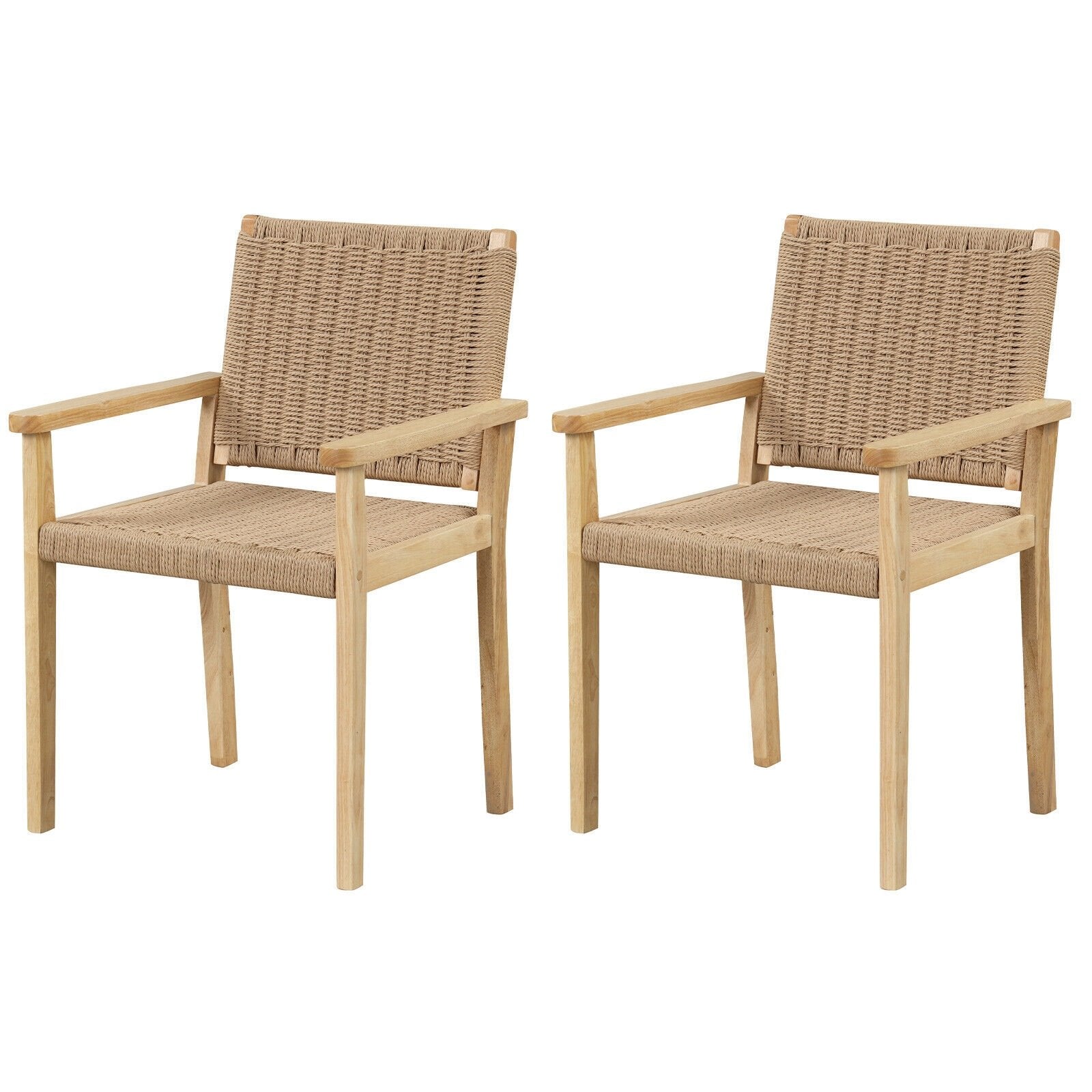 Indoor Outdoor Wood Chair Set of 2, Natural Patio Dining Chairs   at Gallery Canada