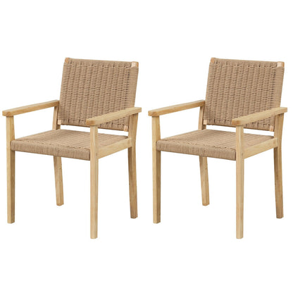 Indoor Outdoor Wood Chair Set of 2, Natural Patio Dining Chairs   at Gallery Canada