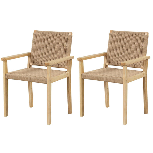 Indoor Outdoor Wood Chair Set of 2, Natural - Gallery Canada