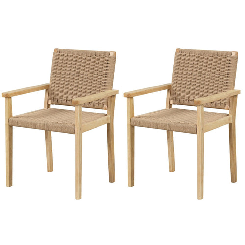 Indoor Outdoor Wood Chair Set of 2, Natural