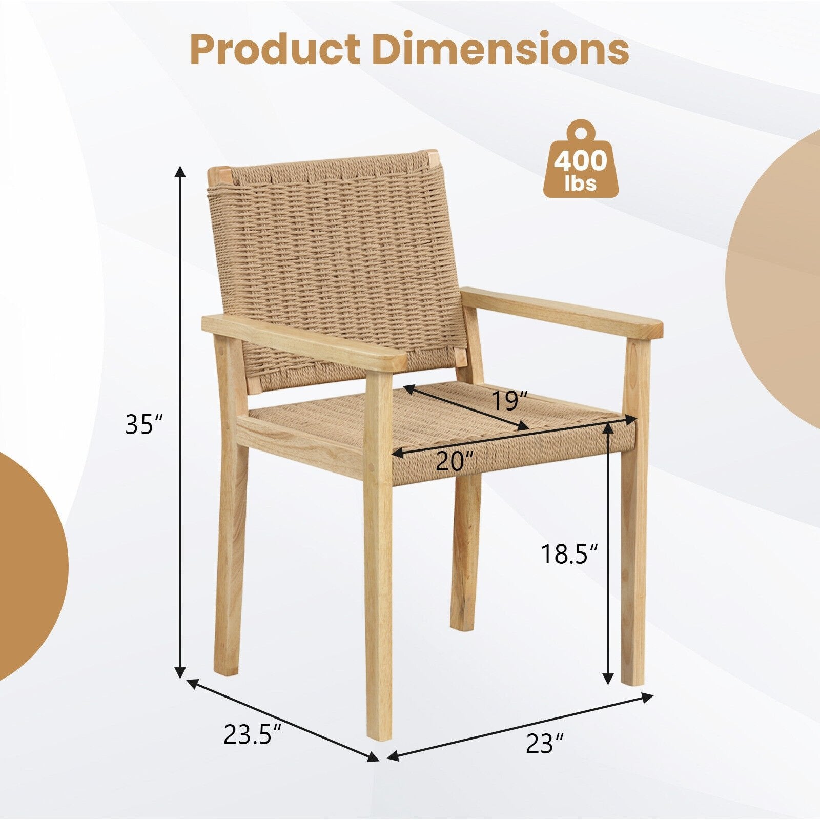 Indoor Outdoor Wood Chair Set of 2, Natural Patio Dining Chairs   at Gallery Canada