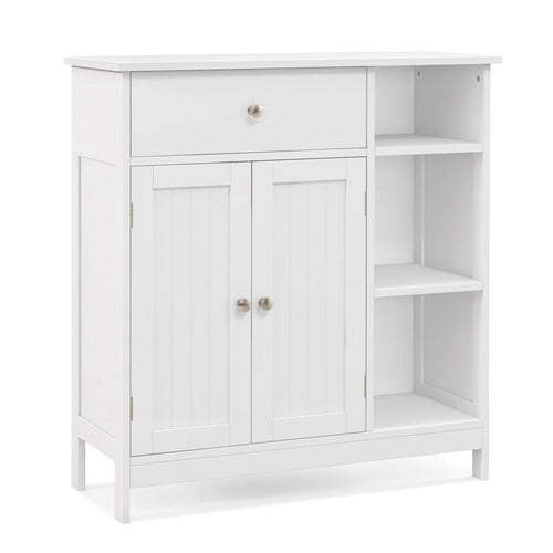 Freestanding Kitchen Cupboard Storage Organizer with 1 Large Drawer, White