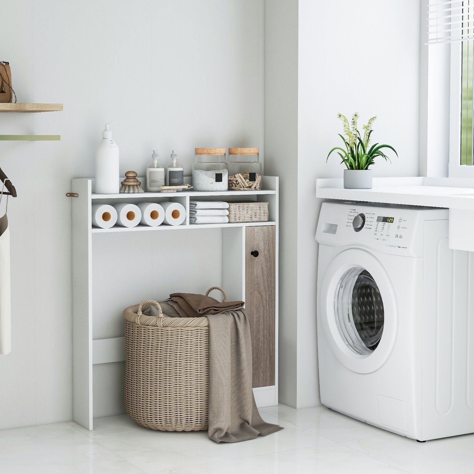 Bathroom Over the Toilet Floor Storage Organizer with Adjustable Shelves, White Bathroom Etagere   at Gallery Canada