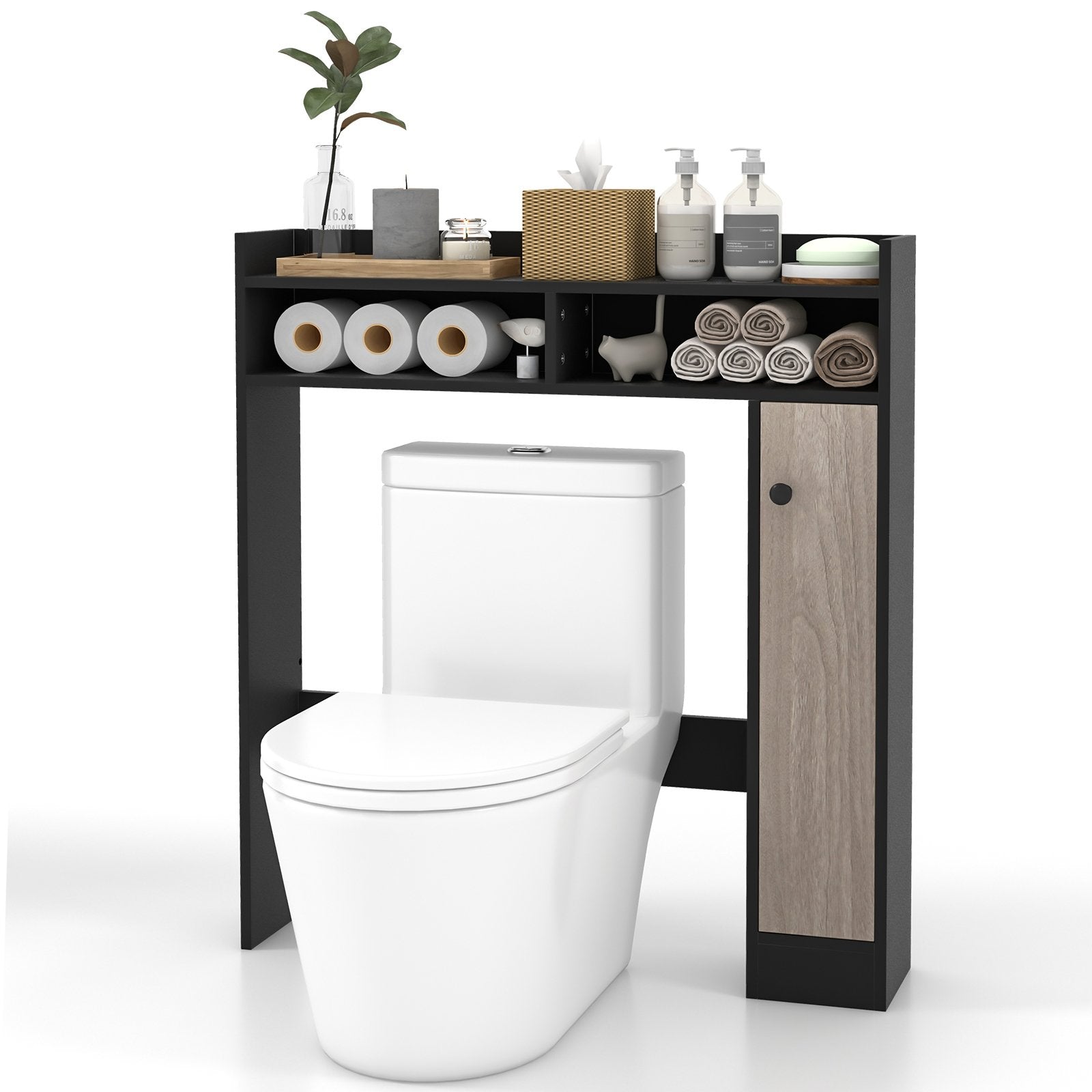 Bathroom Over the Toilet Floor Storage Organizer with Adjustable Shelves, Black Bathroom Etagere   at Gallery Canada