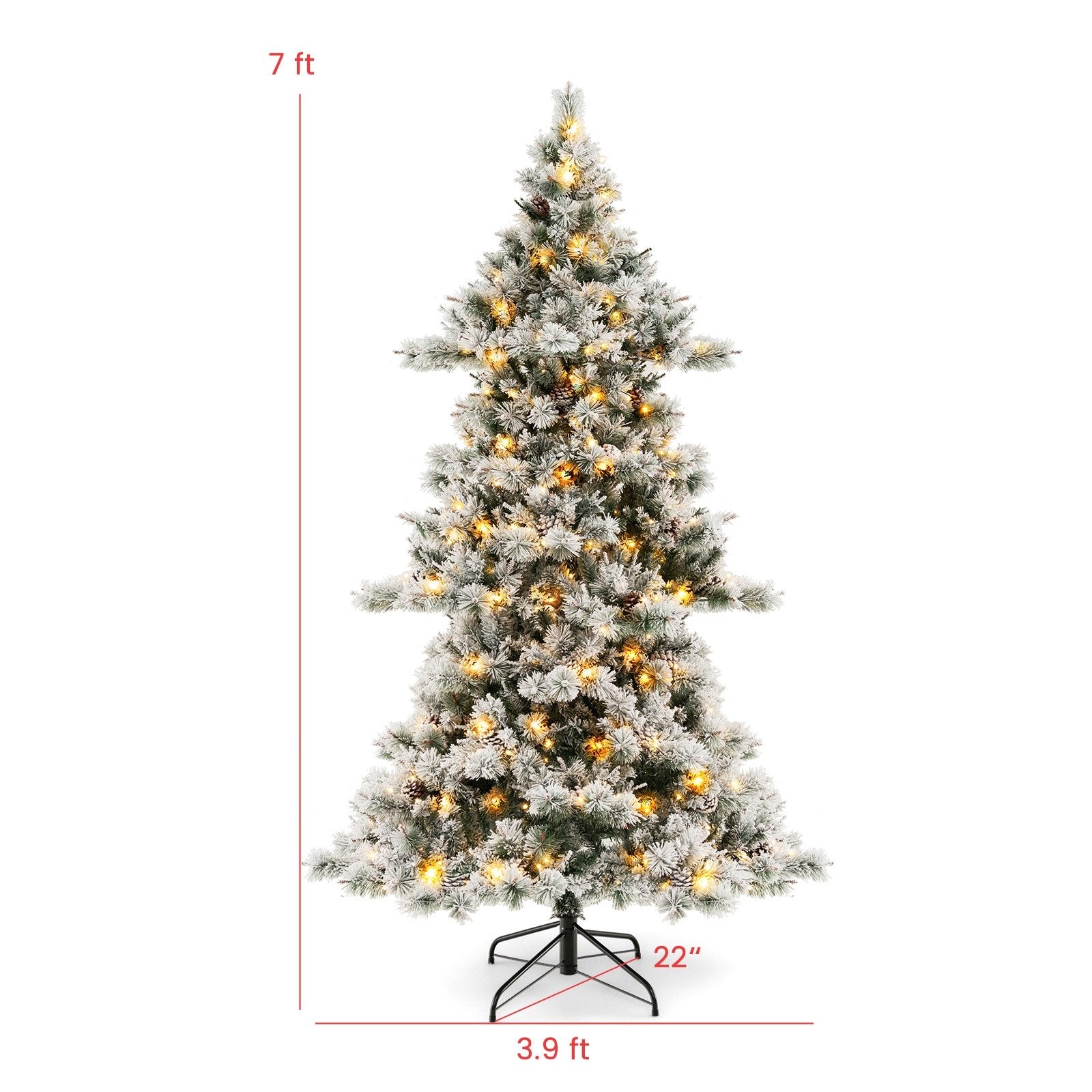 7 Feet Flocked Christmas Tree with Pine Needles, Green Christmas Tree   at Gallery Canada