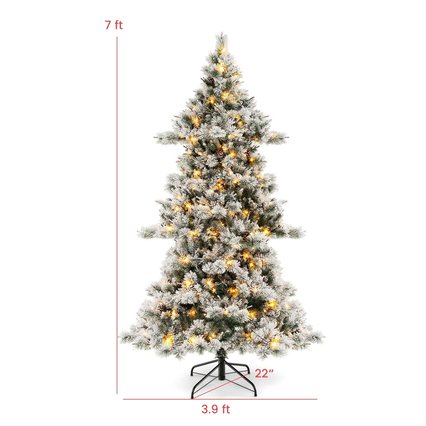 7 Feet Flocked Christmas Tree with Pine Needles, Green Christmas Tree   at Gallery Canada