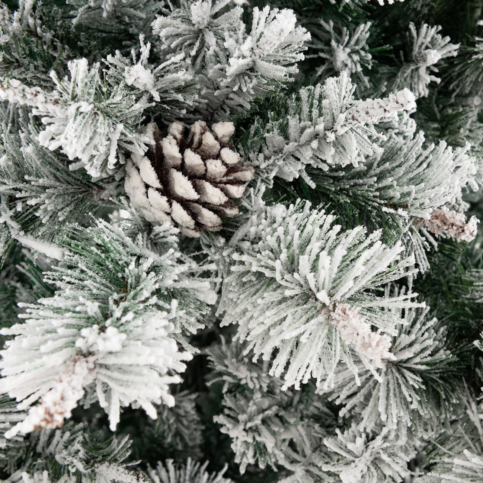 7 Feet Flocked Christmas Tree with Pine Needles, Green Christmas Tree   at Gallery Canada