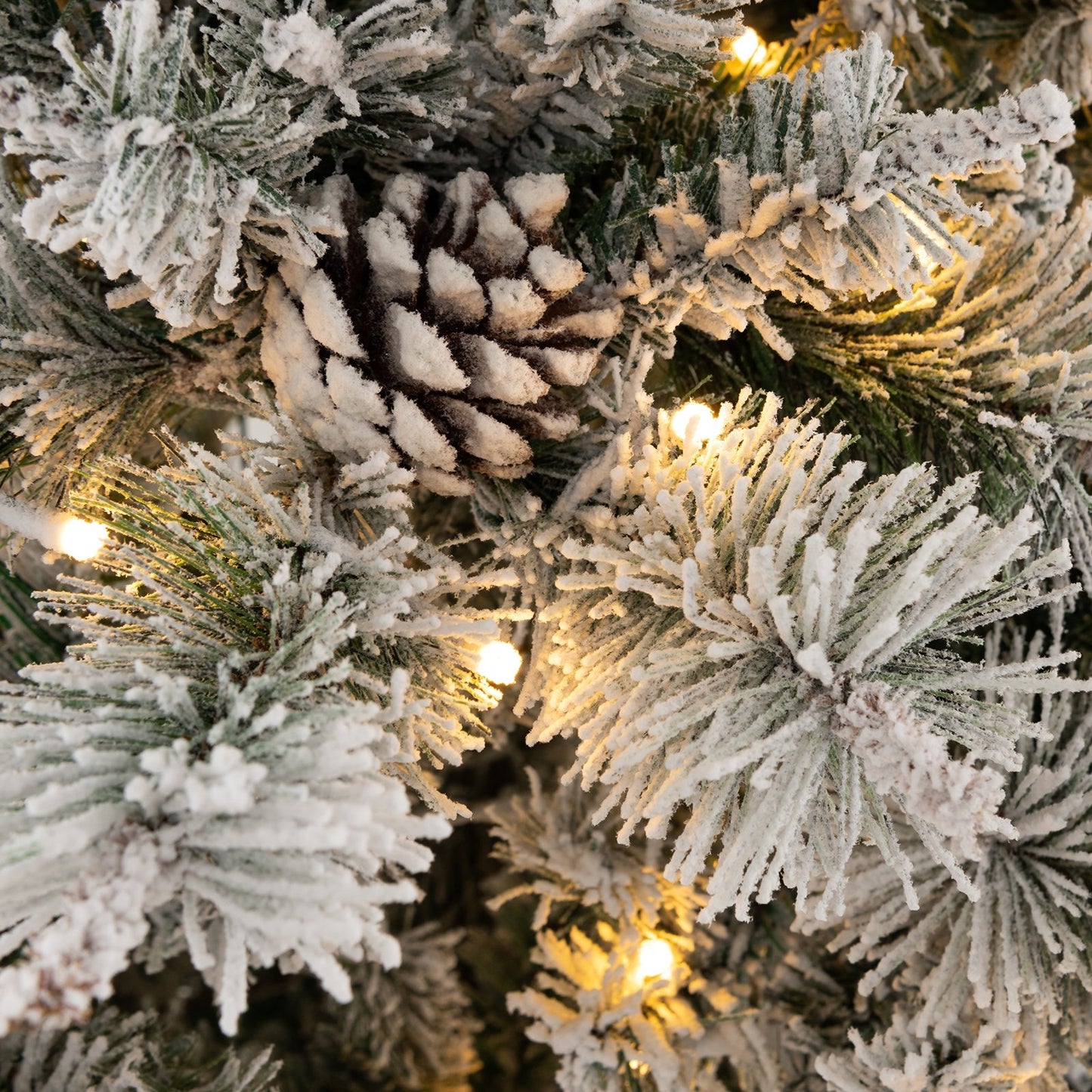 7 Feet Flocked Christmas Tree with Pine Needles, Green Christmas Tree   at Gallery Canada