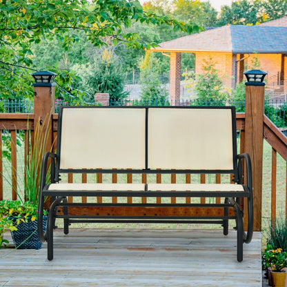 Swing Glider Chair 48 Inch Loveseat Rocker Lounge Backyard, Beige Patio Rocking Chairs & Gliders   at Gallery Canada