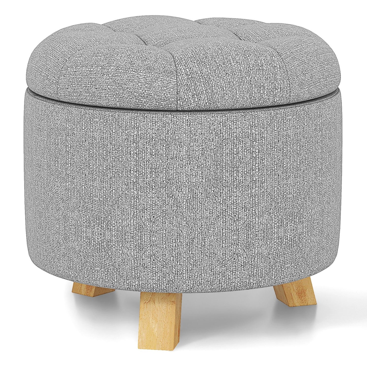 Upholstered Round Ottoman with Solid Rubber Feet, Gray Ottomans   at Gallery Canada