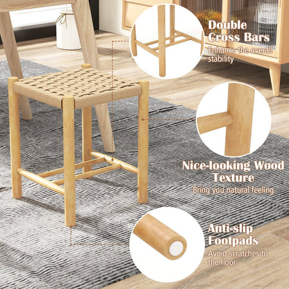 Dining Stool Set of 2 with Rubber Wood Frame, Natural Bar Stools   at Gallery Canada