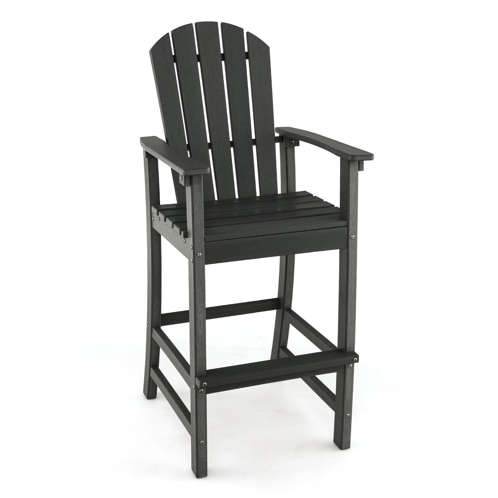 30 Inches Counter Height Outdoor HDPE Bar Stool with Armrests and Footrest, Black Patio Bar Furniture at Gallery Canada