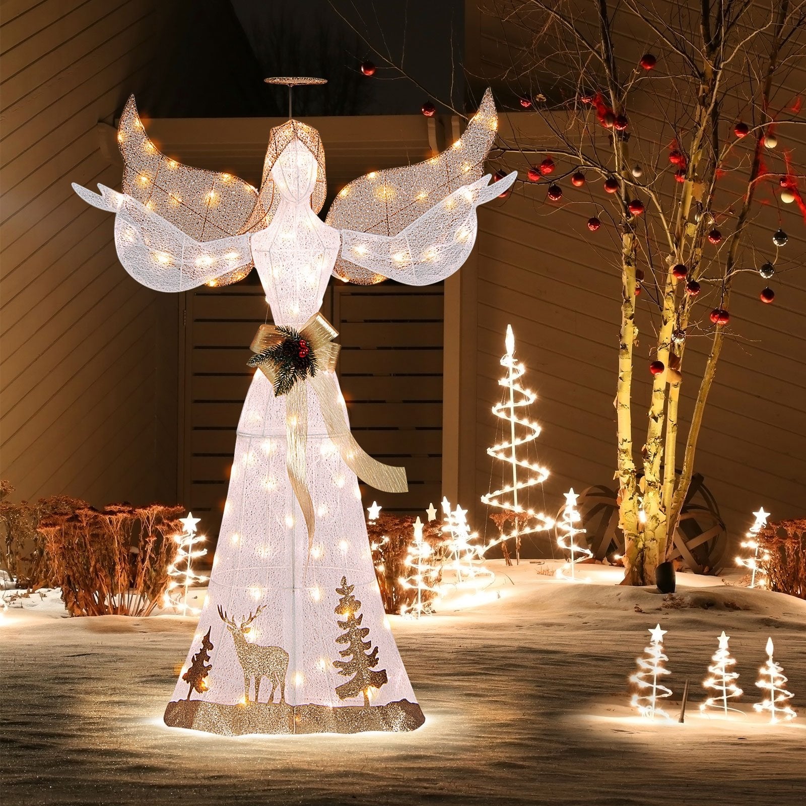 5 Feet Pre-lit 3D Glittered Christmas Angel with 100 Warm White Lights, White Christmas Decor & Accessories   at Gallery Canada