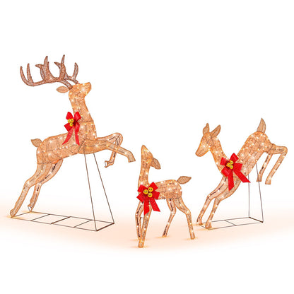 3 Pieces Lighted Christmas Reindeer Family Set with 255 Lights, Golden Christmas Decor & Accessories   at Gallery Canada