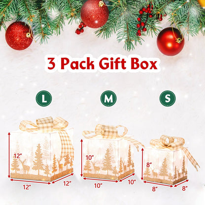 Set of 3 Lighted Christmas Gift Box with 100 Warm White Lights, Multicolor Christmas Decor & Accessories   at Gallery Canada