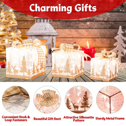 Set of 3 Lighted Christmas Gift Box with 100 Warm White Lights, Multicolor Christmas Decor & Accessories   at Gallery Canada