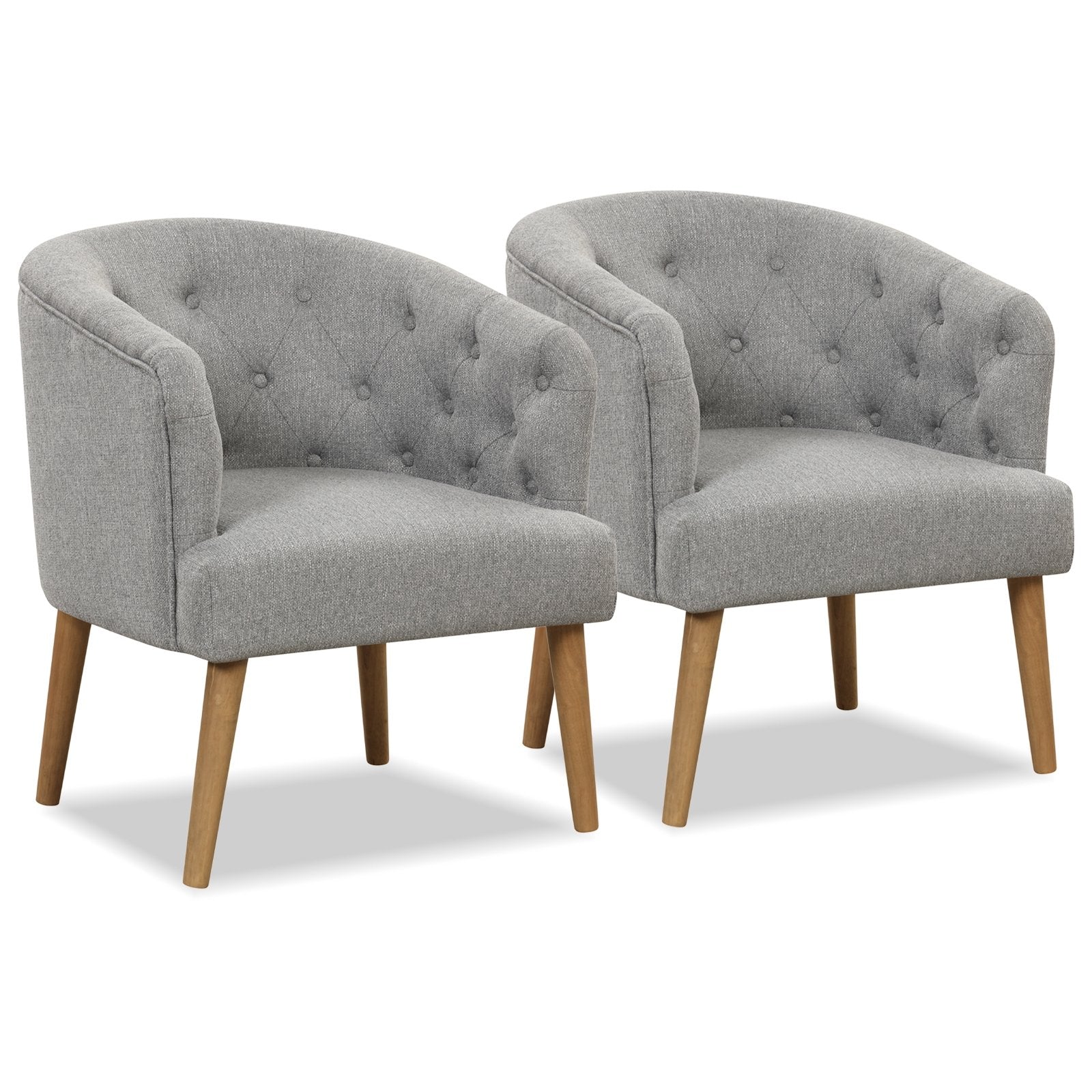 Upholstered Tub Chair with Solid Rubber Wood Legs and Adjustable Foot Pads for Living Room, Gray Accent Chairs   at Gallery Canada