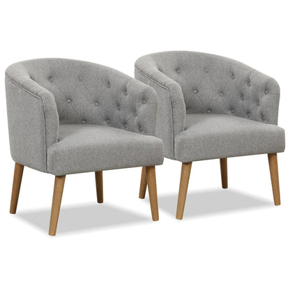 Upholstered Tub Chair with Solid Rubber Wood Legs and Adjustable Foot Pads for Living Room, Gray Accent Chairs   at Gallery Canada