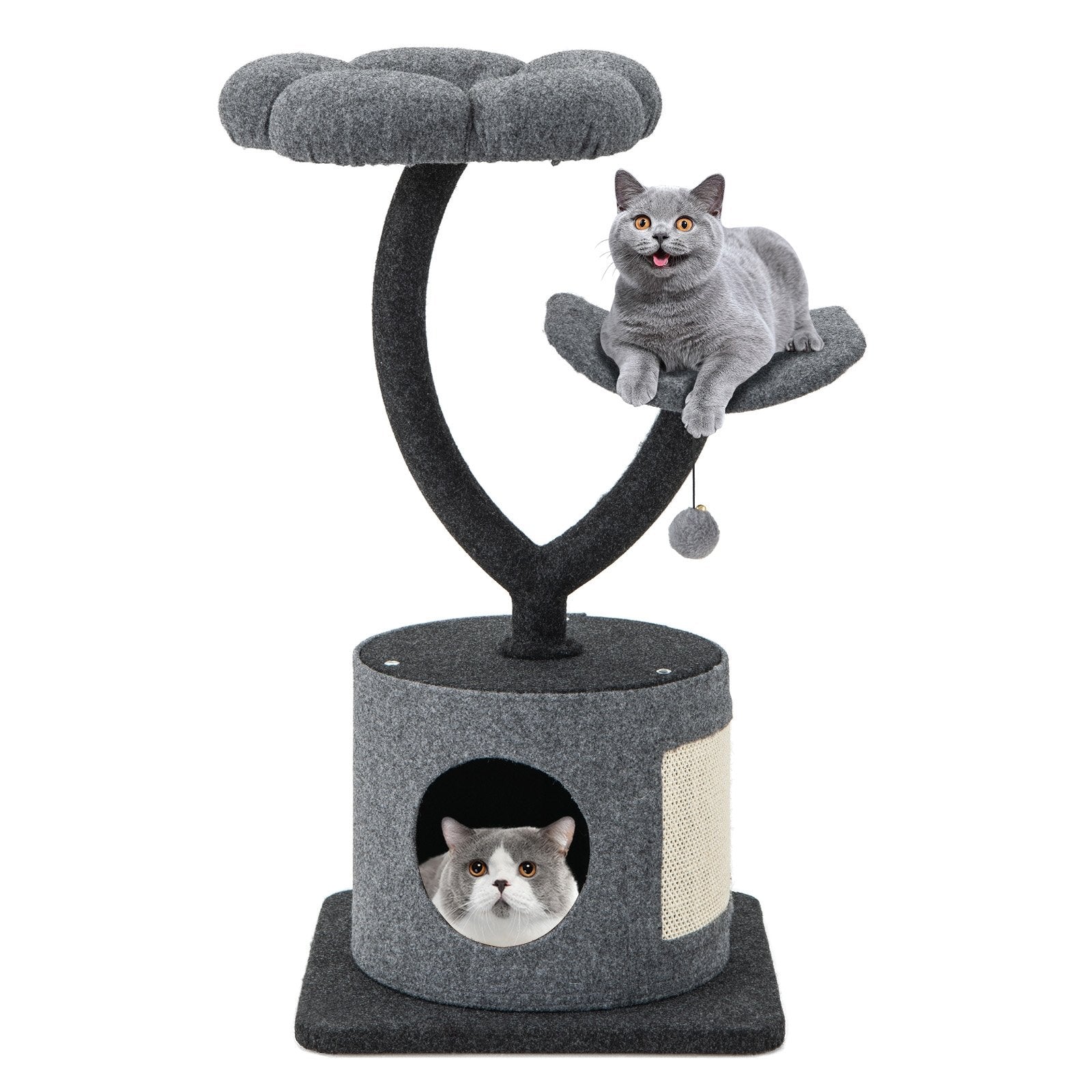 Cat Tree for Indoor Cats with Curved Metal Supporting Frame for Large & Small Cats, Gray Cat Trees Condos & Scratchers   at Gallery Canada