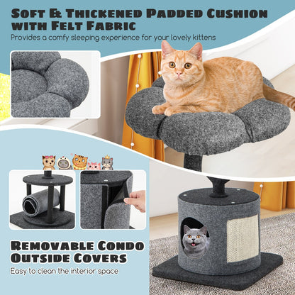 Cat Tree for Indoor Cats with Curved Metal Supporting Frame for Large & Small Cats, Gray Cat Trees Condos & Scratchers   at Gallery Canada