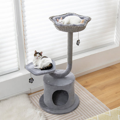 42" Tall Cat Tower with Curved Metal Supporting Frame for Large & Small Cats, Gray Cat Trees Condos & Scratchers   at Gallery Canada