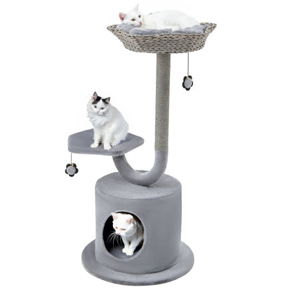 42" Tall Cat Tower with Curved Metal Supporting Frame for Large & Small Cats, Gray Cat Trees Condos & Scratchers   at Gallery Canada