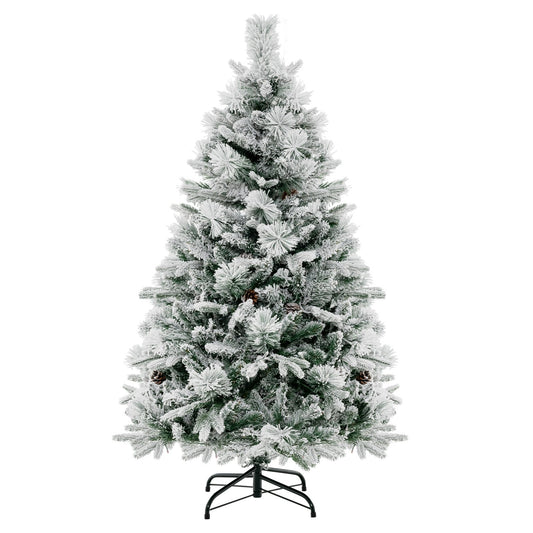 4.5/6/7 Feet Artificial Xmas Tree with Pine Needles and LED Lights-4.5 ft, Green - Gallery Canada