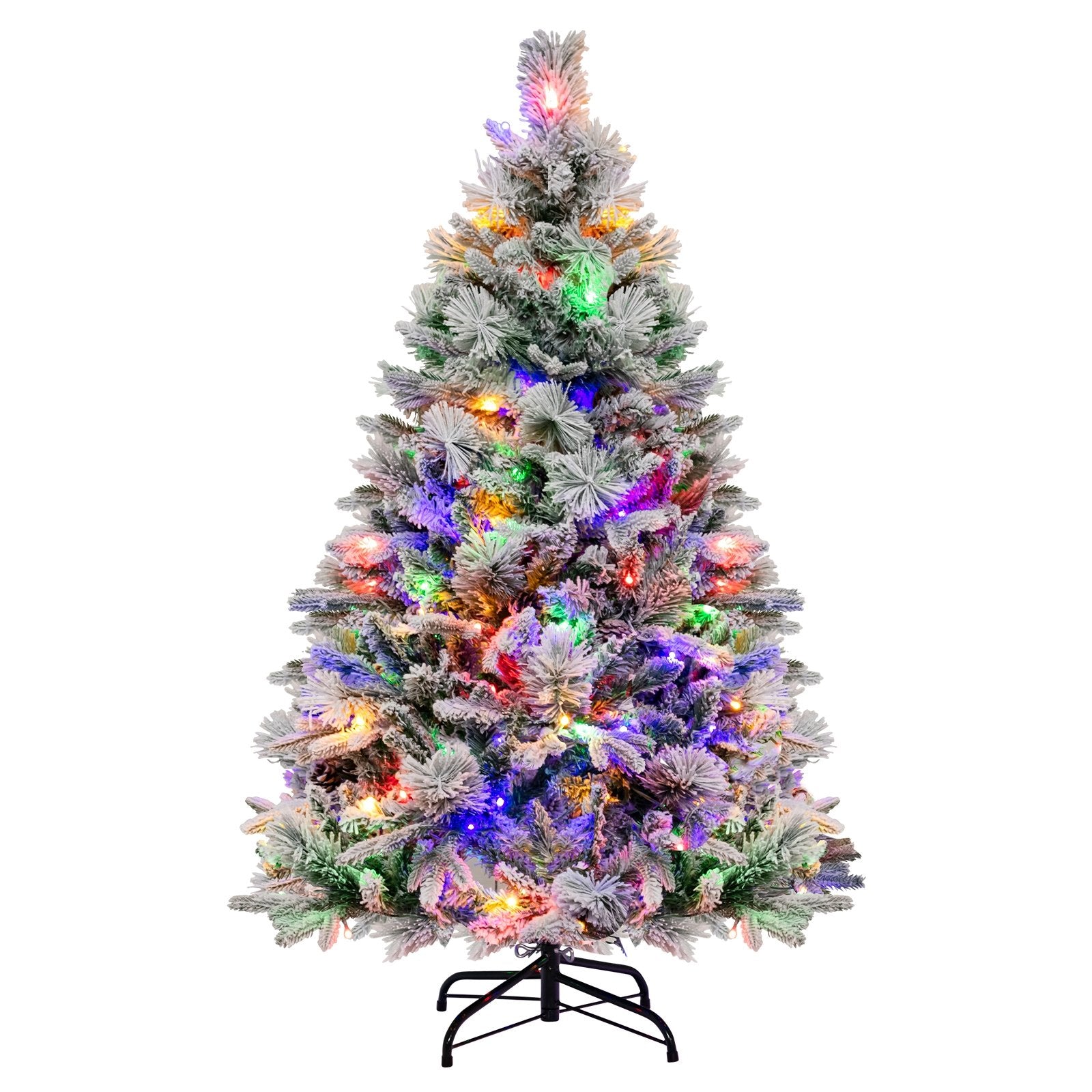 4.5/6/7 Feet Artificial Xmas Tree with Pine Needles and LED Lights-4.5 ft, Green Christmas Tree   at Gallery Canada