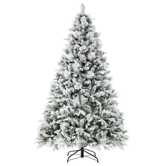 4.5/6/7 Feet Artificial Xmas Tree with Pine Needles and LED Lights-7 ft, Green - Gallery Canada