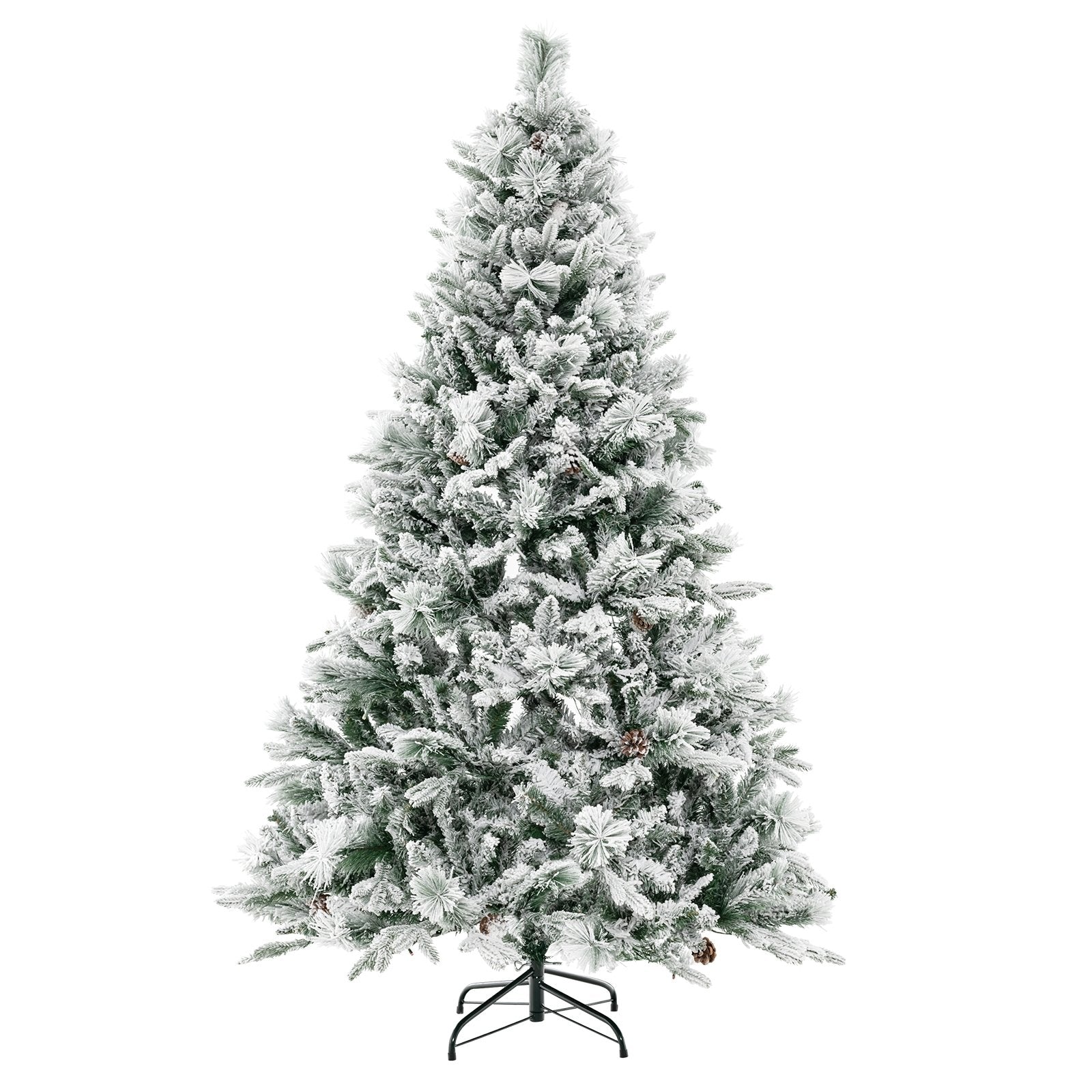 4.5/6/7 Feet Artificial Xmas Tree with Pine Needles and LED Lights-6 ft, Green Christmas Tree   at Gallery Canada