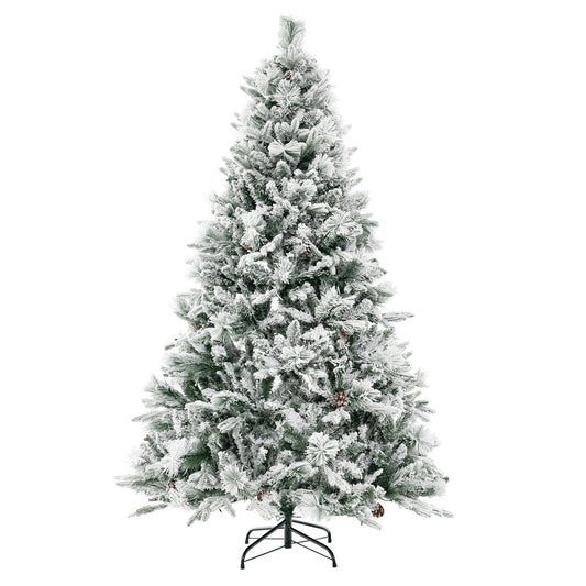 4.5/6/7 Feet Artificial Xmas Tree with Pine Needles and LED Lights-6 ft, Green - Gallery Canada