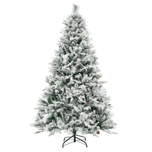 4.5/6/7 Feet Artificial Xmas Tree with Pine Needles and LED Lights-6 ft, Green Christmas Tree   at Gallery Canada