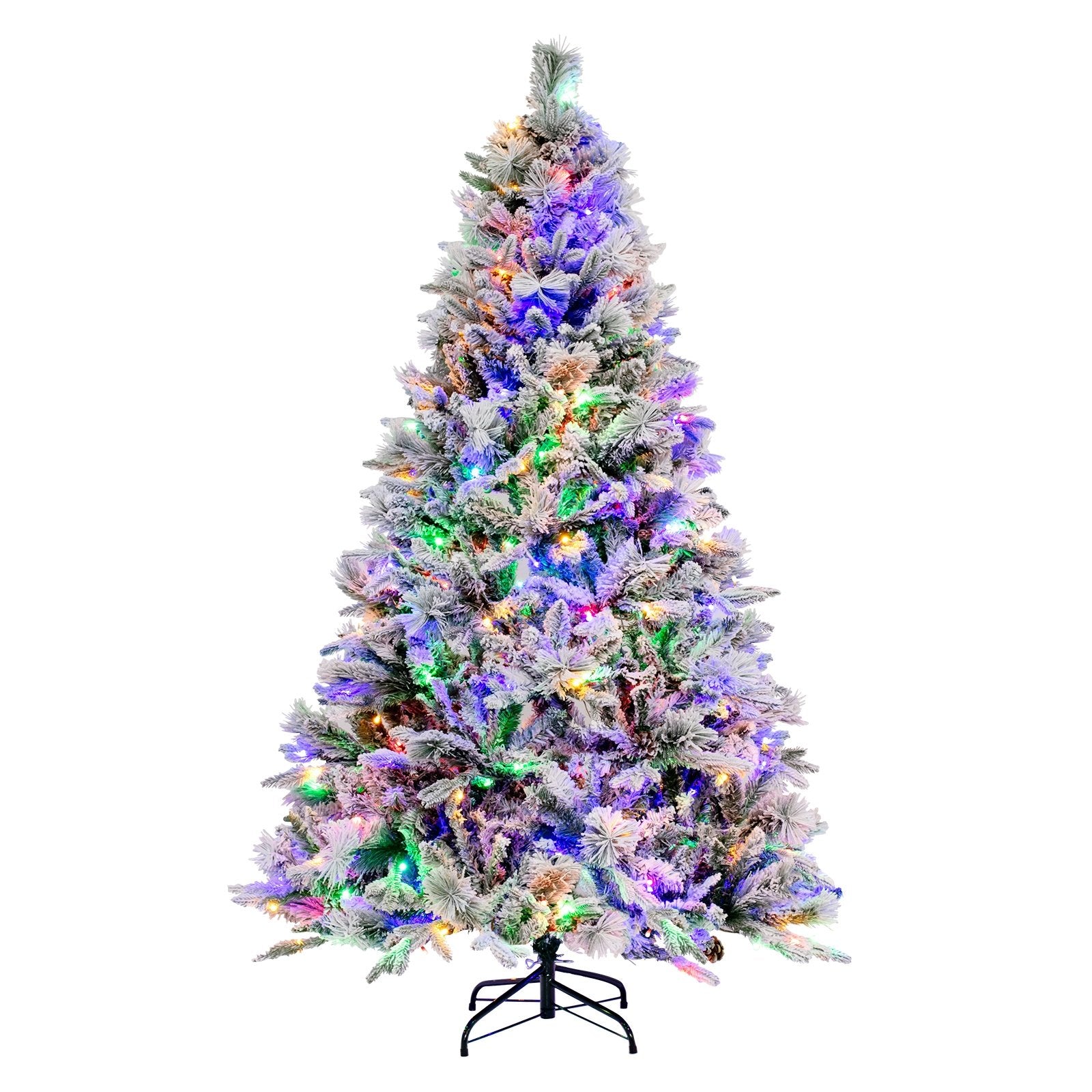 4.5/6/7 Feet Artificial Xmas Tree with Pine Needles and LED Lights-6 ft, Green Christmas Tree   at Gallery Canada