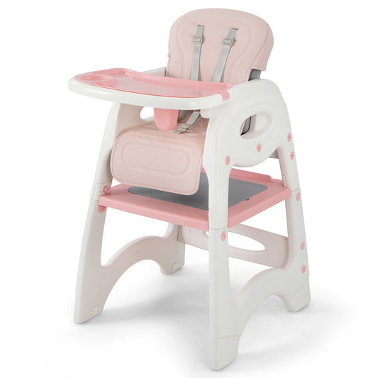 6-in-1 Baby High Chair with Removable Double Tray, Pink - Gallery Canada