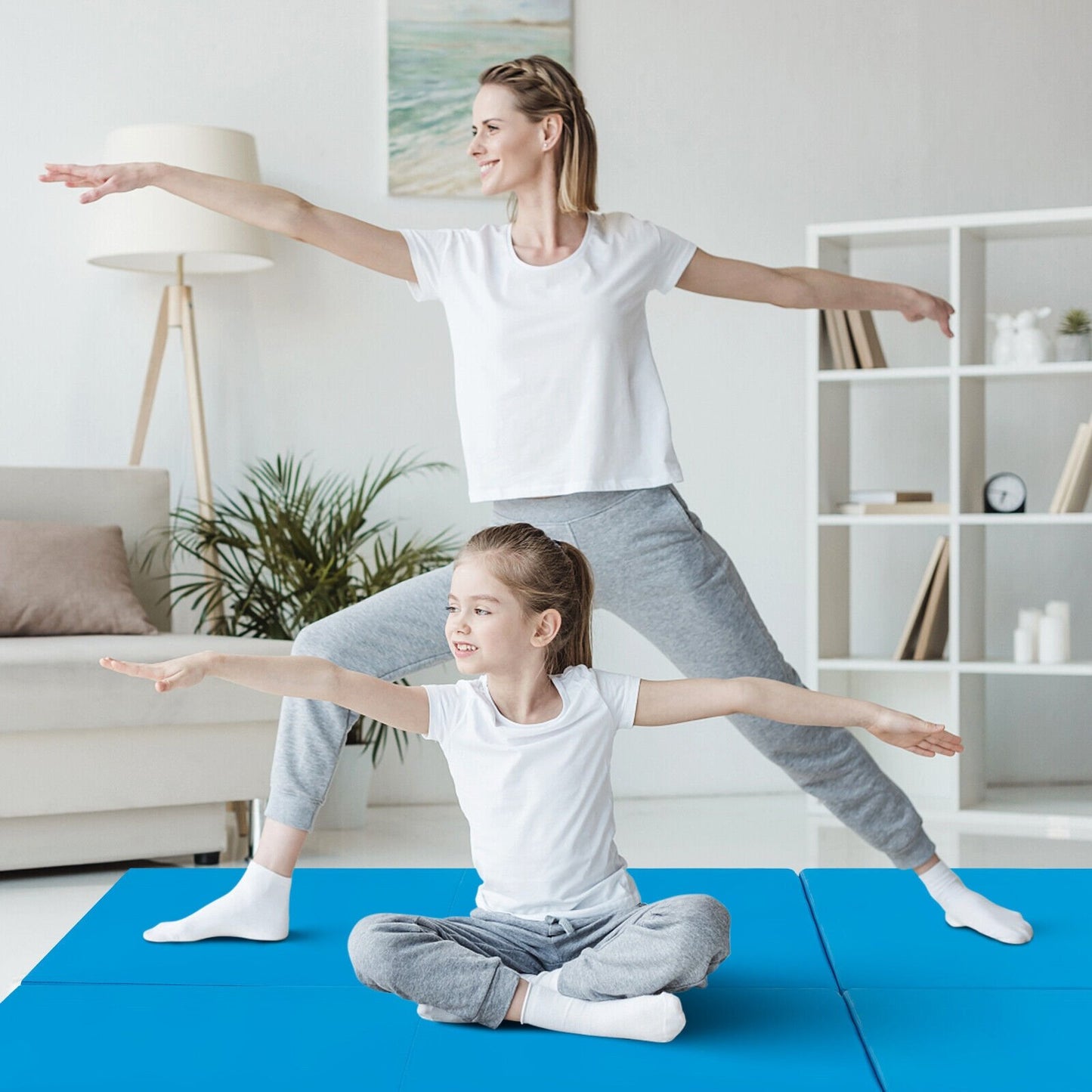 6 x 2 FT Tri-Fold Gym Mat with Handles and Removable Zippered Cover, Blue Yoga & Gym Mats   at Gallery Canada