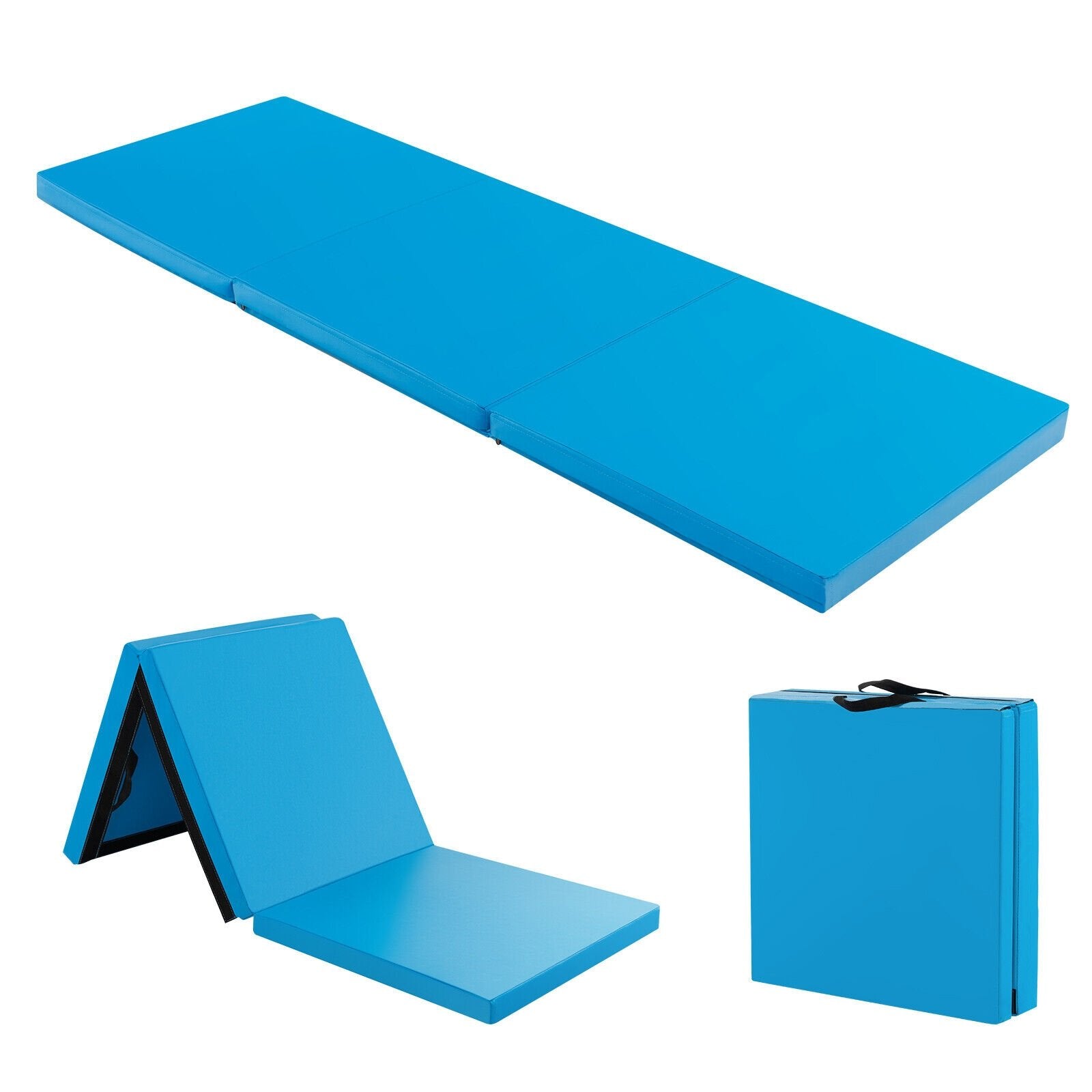 6 x 2 FT Tri-Fold Gym Mat with Handles and Removable Zippered Cover, Blue Yoga & Gym Mats   at Gallery Canada