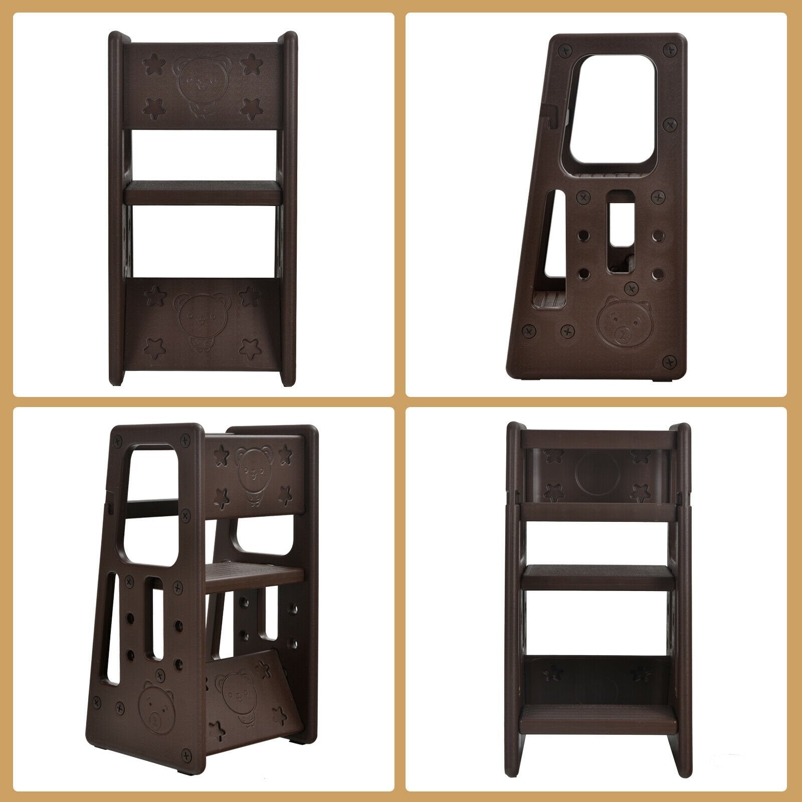 Kids Kitchen Step Stool with Double Safety Rails , Brown Toddler & Kids Furniture   at Gallery Canada