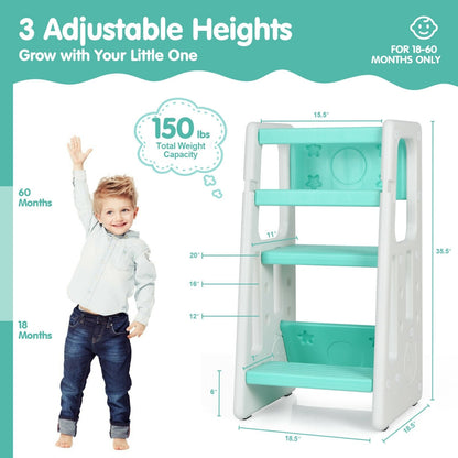 Kids Kitchen Step Stool with Double Safety Rails , Green Toddler & Kids Furniture   at Gallery Canada