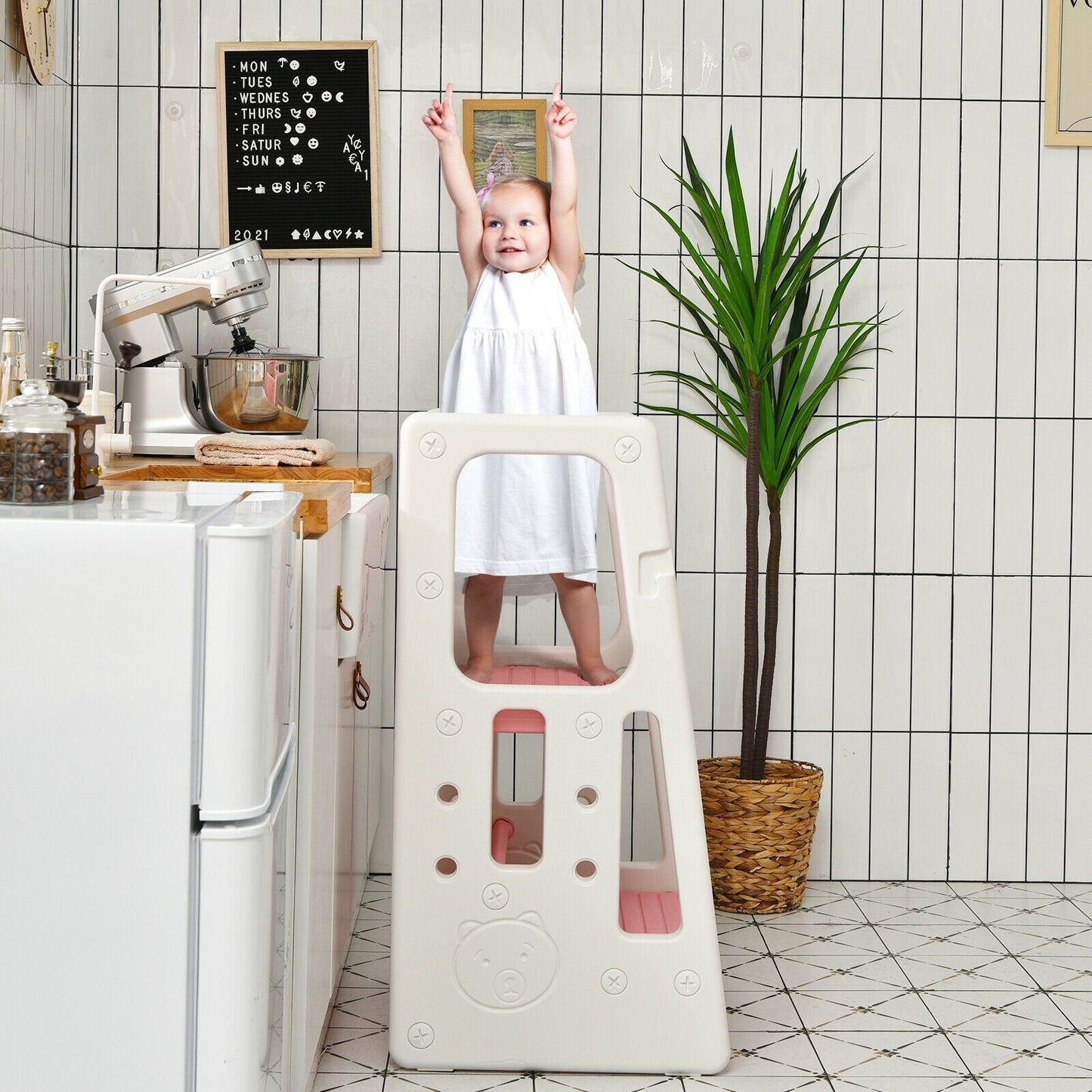 Kids Kitchen Step Stool with Double Safety Rails , Pink Toddler & Kids Furniture   at Gallery Canada