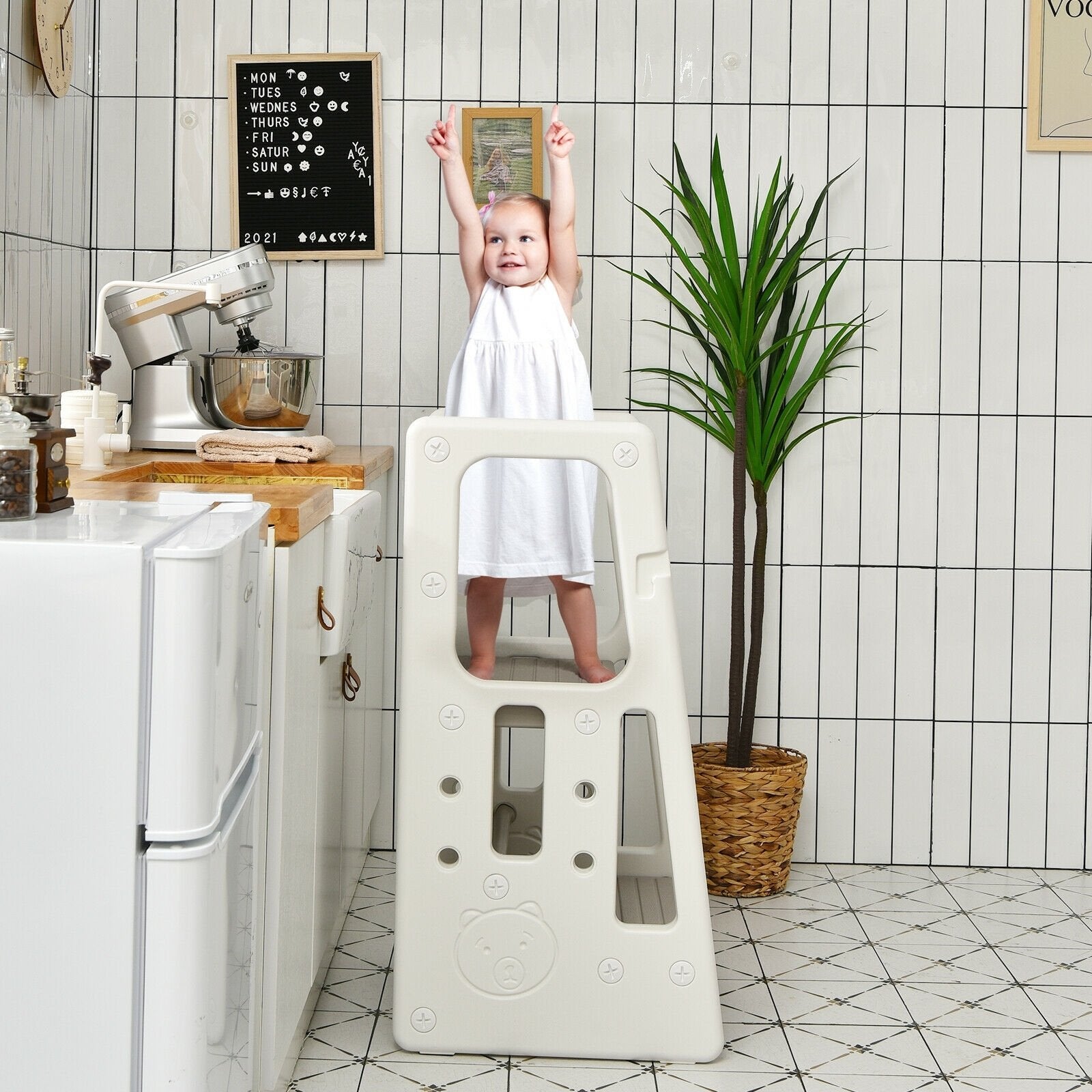 Kids Kitchen Step Stool with Double Safety Rails , Gray Toddler & Kids Furniture   at Gallery Canada