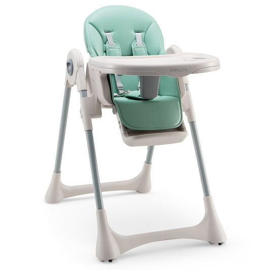 Baby Folding High Chair Dining Chair with Adjustable Height and Footrest, Green High Chairs   at Gallery Canada