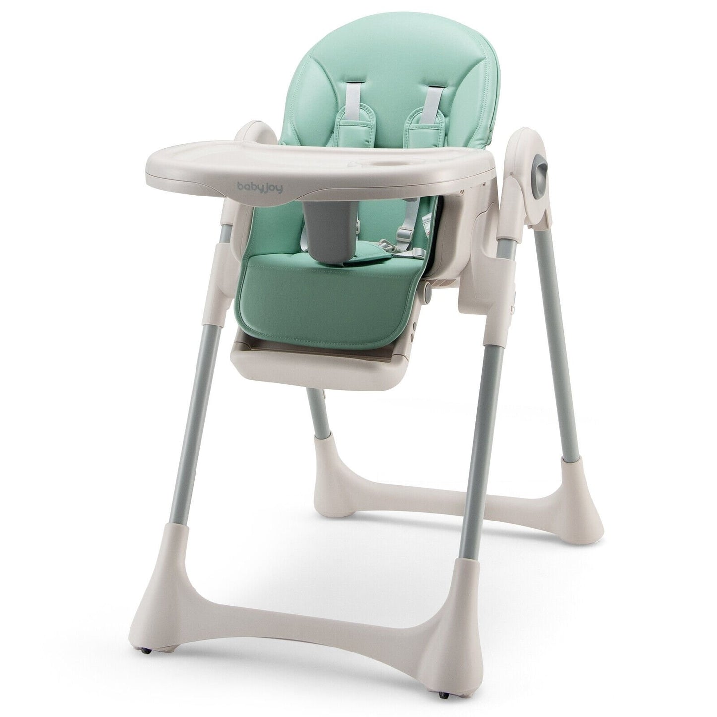 Baby Folding High Chair Dining Chair with Adjustable Height and Footrest, Green High Chairs   at Gallery Canada