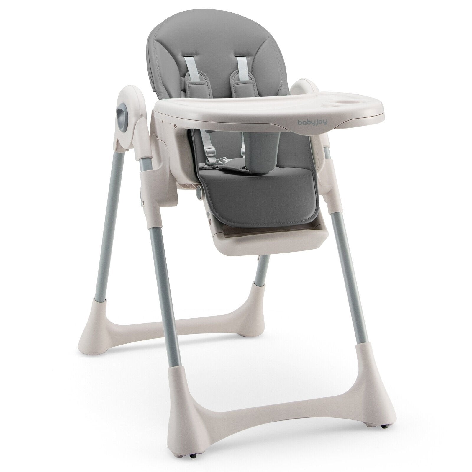 Baby Folding High Chair Dining Chair with Adjustable Height and Footrest, Gray High Chairs   at Gallery Canada