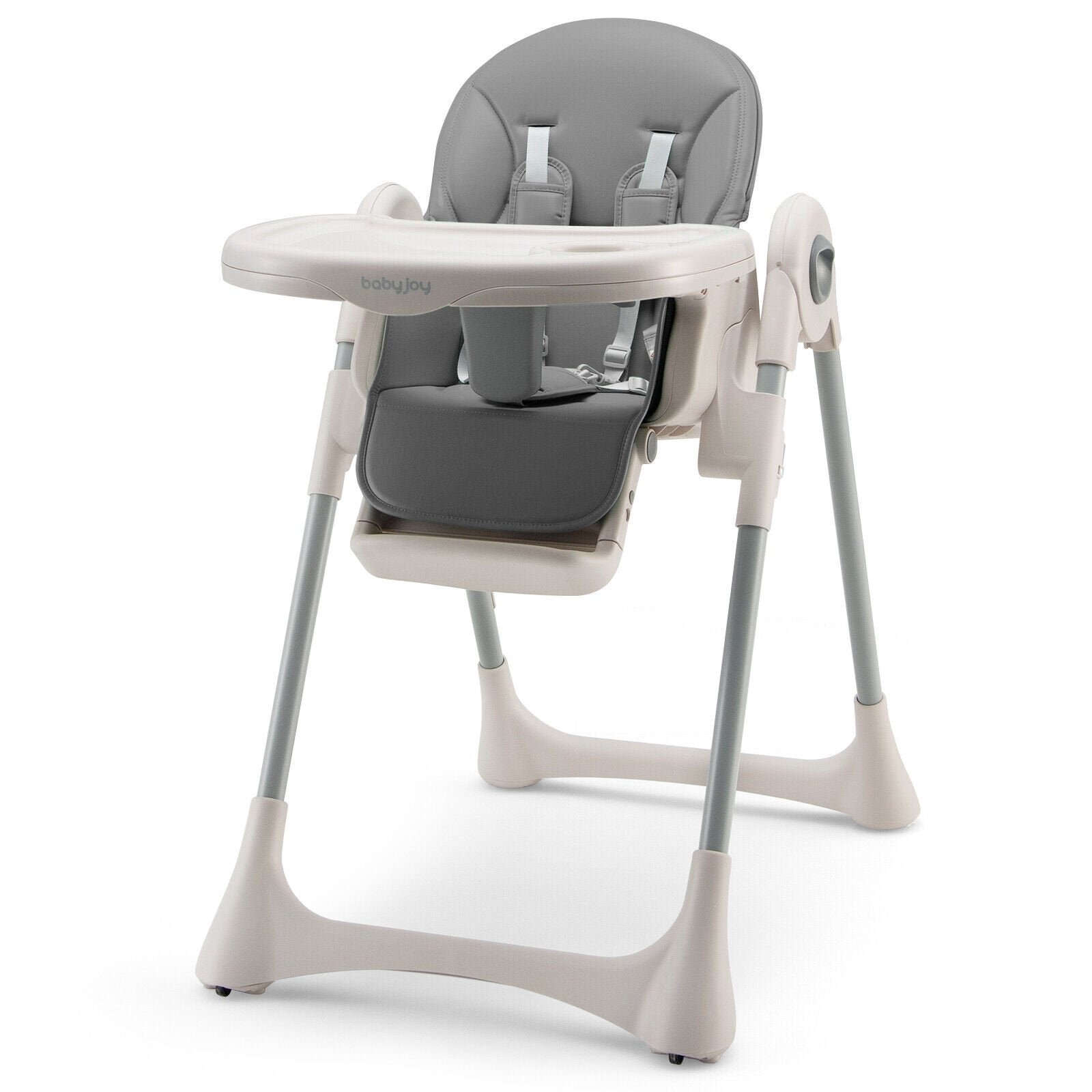 Baby Folding High Chair Dining Chair with Adjustable Height and Footrest, Gray High Chairs   at Gallery Canada