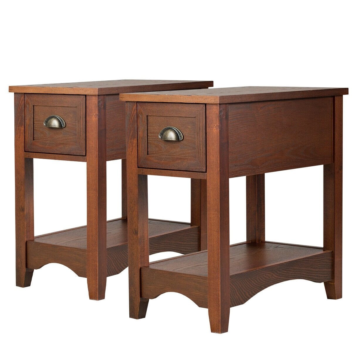 Set of 2 Contemporary Side End Table with Drawer, Walnut End & Side Tables   at Gallery Canada