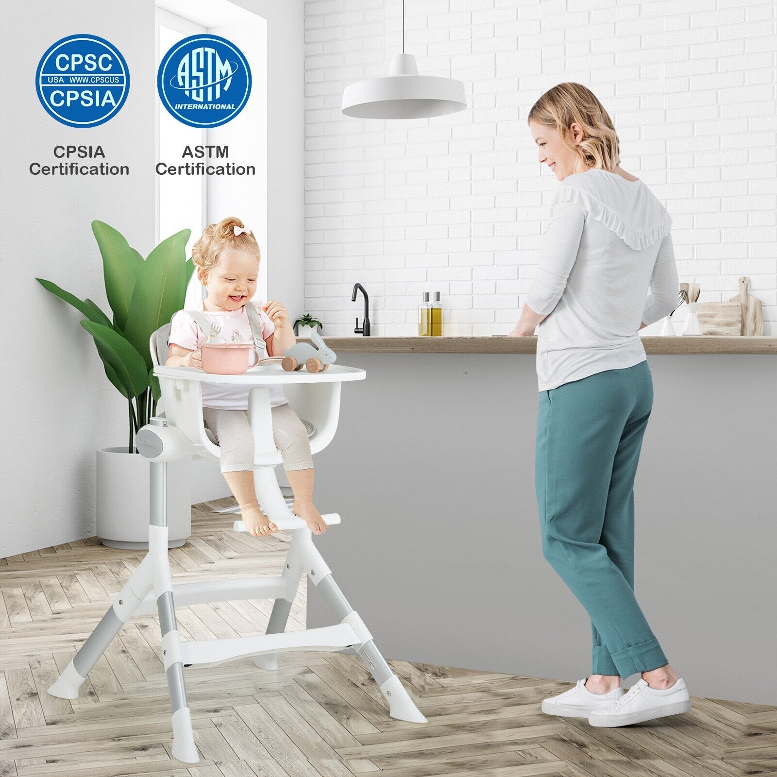 4-in-1 Convertible Baby High Chair with Aluminum Frame, Gray High Chairs   at Gallery Canada