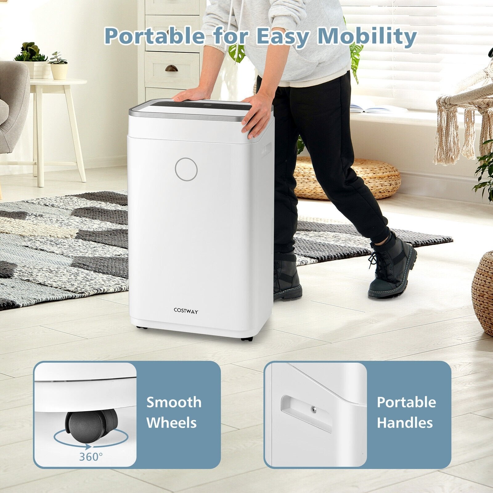 60-Pint Dehumidifier for Home and Basements 4000 Sq. Ft with 3-Color Digital Display, White Dehumidifiers   at Gallery Canada