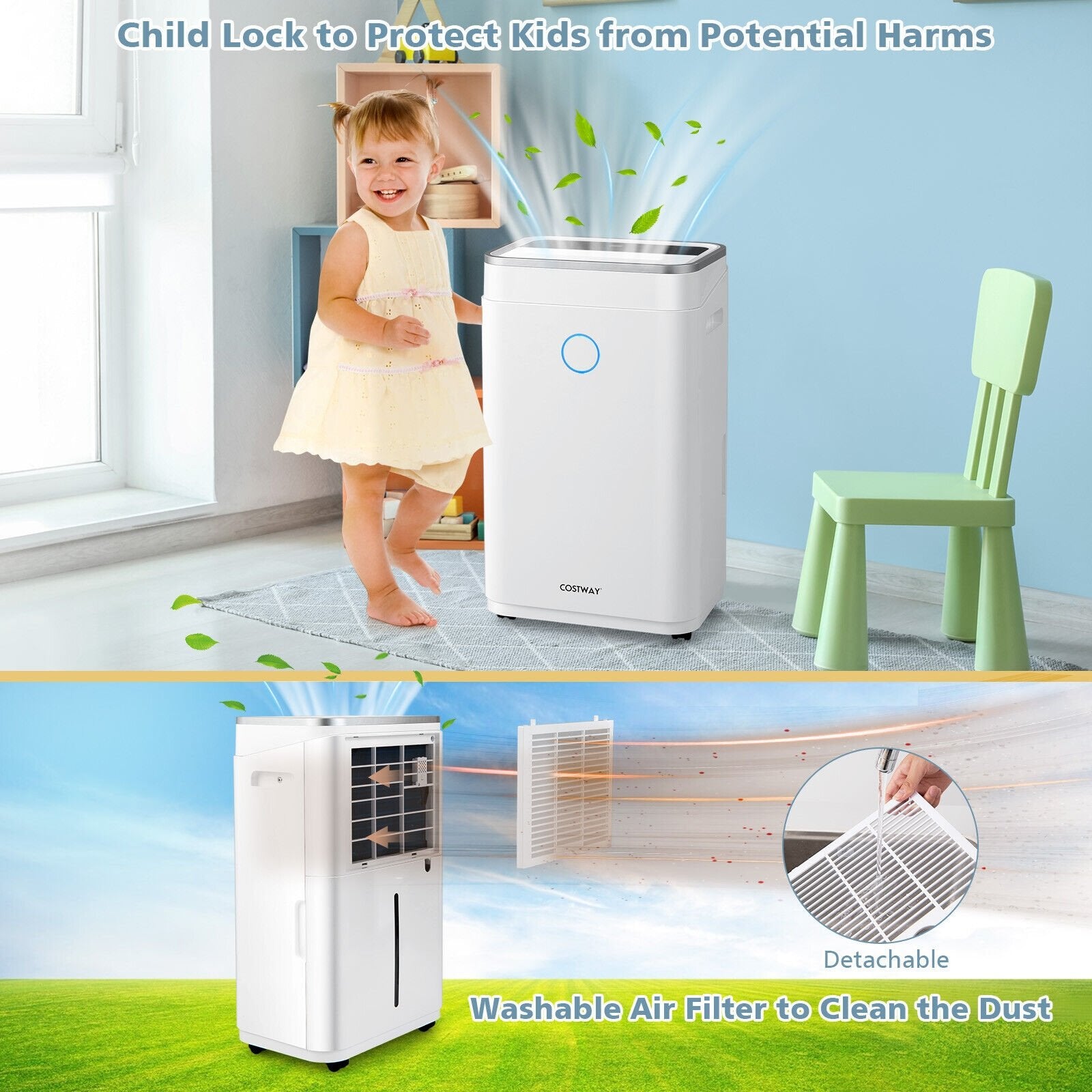 60-Pint Dehumidifier for Home and Basements 4000 Sq. Ft with 3-Color Digital Display, White Dehumidifiers   at Gallery Canada