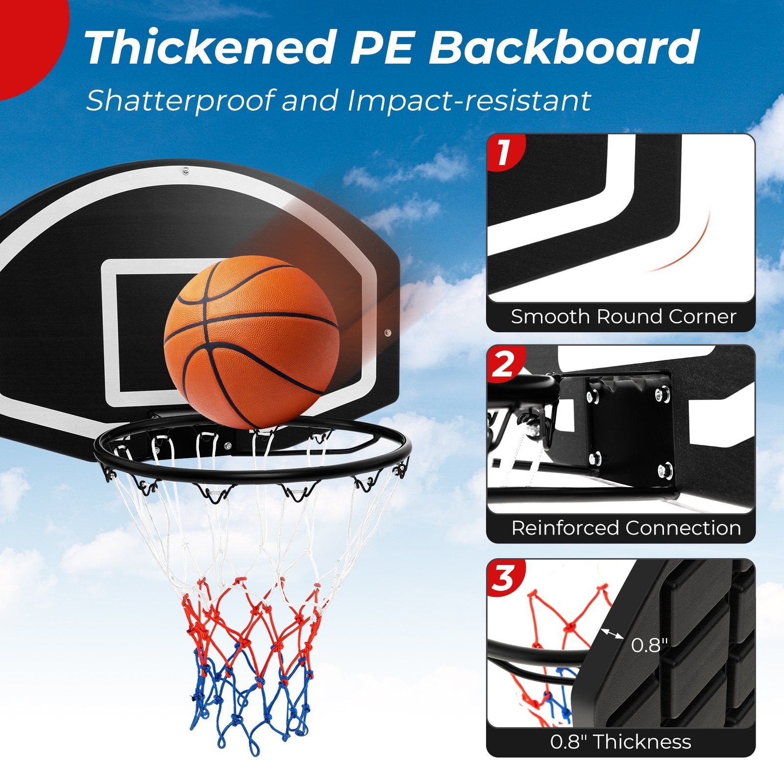 Wall Mounted Basketball Set for Kids Teens Adults, Black Sport Equipments   at Gallery Canada